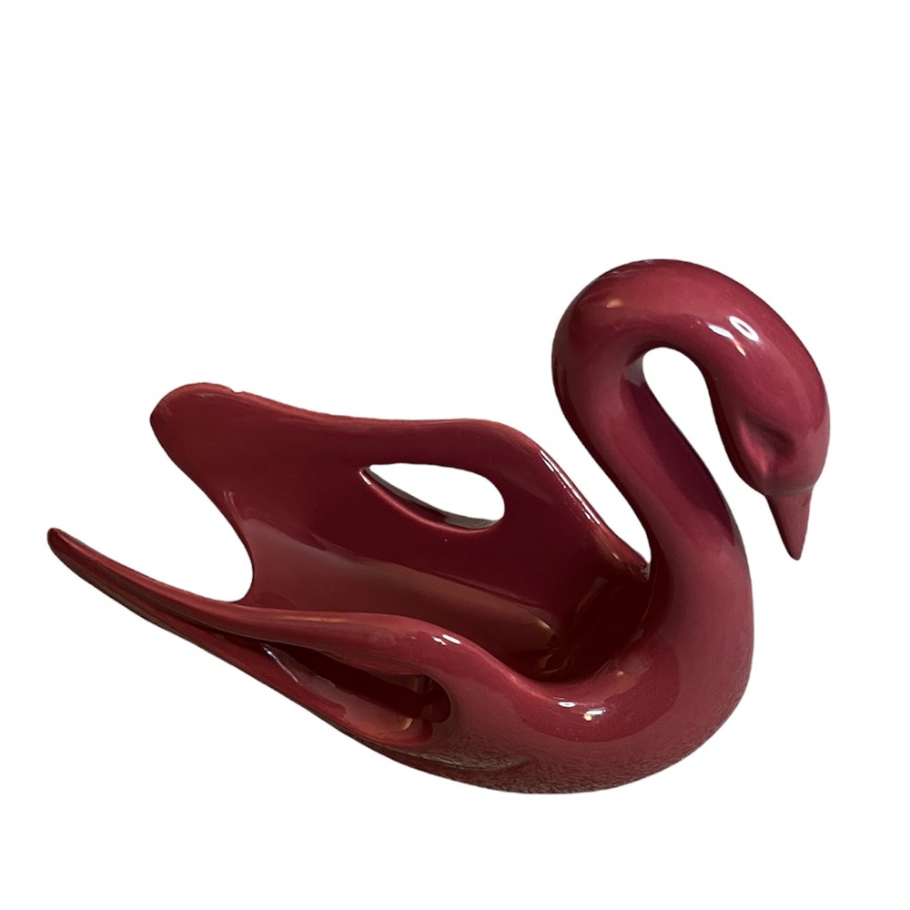 Vintage 1980’s maroon red porcelain Swan hand towel holder